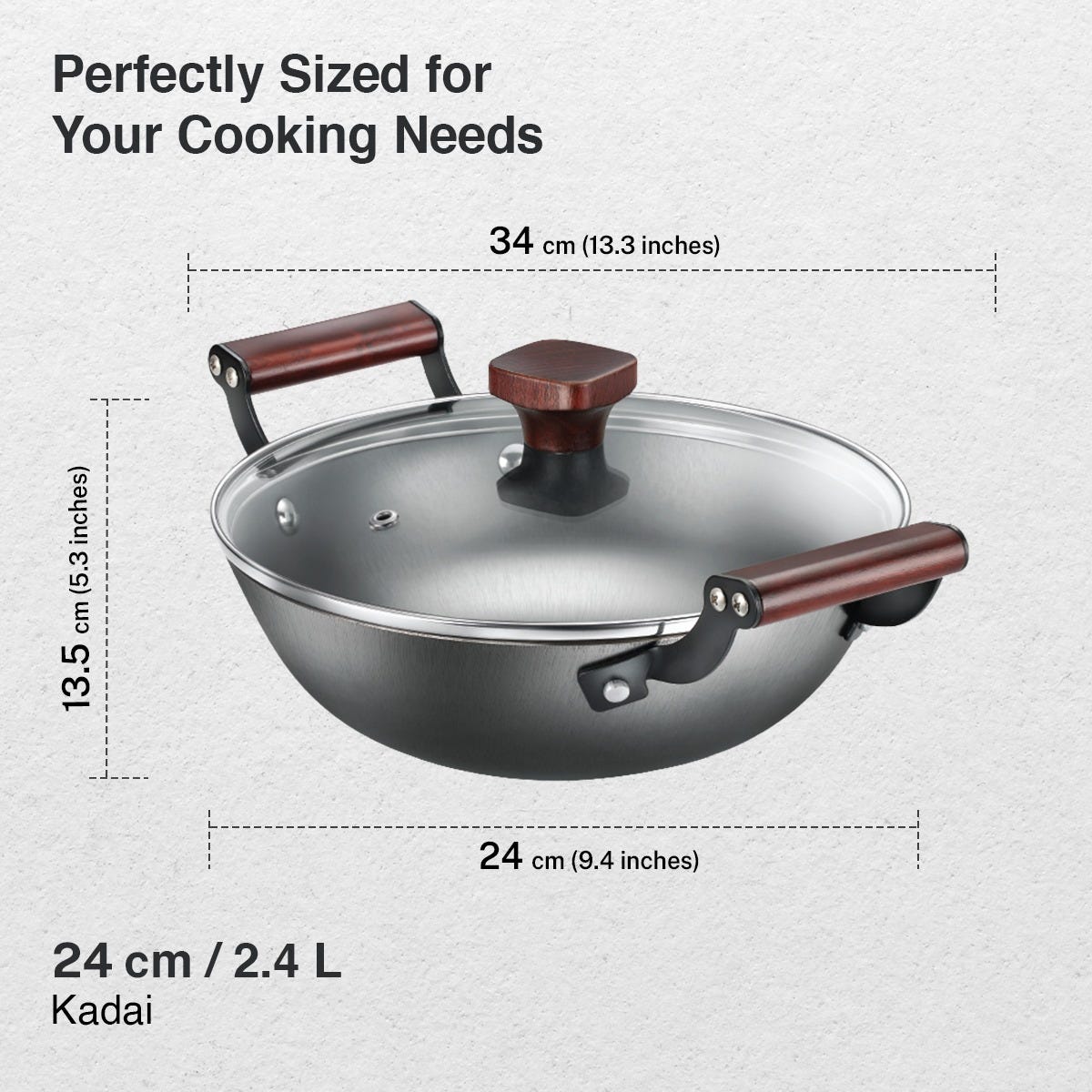 Prestige Castlite Nitride Cast Iron Fry Pan 20cm/0.9L, Rust-Proof, Chemical-Free + Prestige Castlite Lightweight Cast Iron Kadai 24cm/2.4L with Glass Lid, Enamel Coated, Gas & Induction, 15Y Warranty