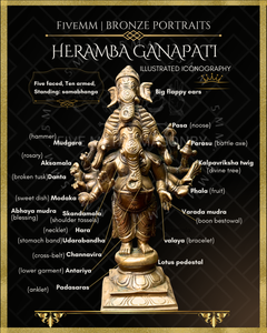 Heramba Ganapati Panchaloha Bronze Icon - 8" Standing