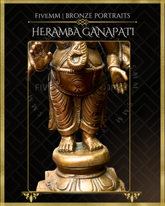 Heramba Ganapati Panchaloha Bronze Icon - 8" Standing