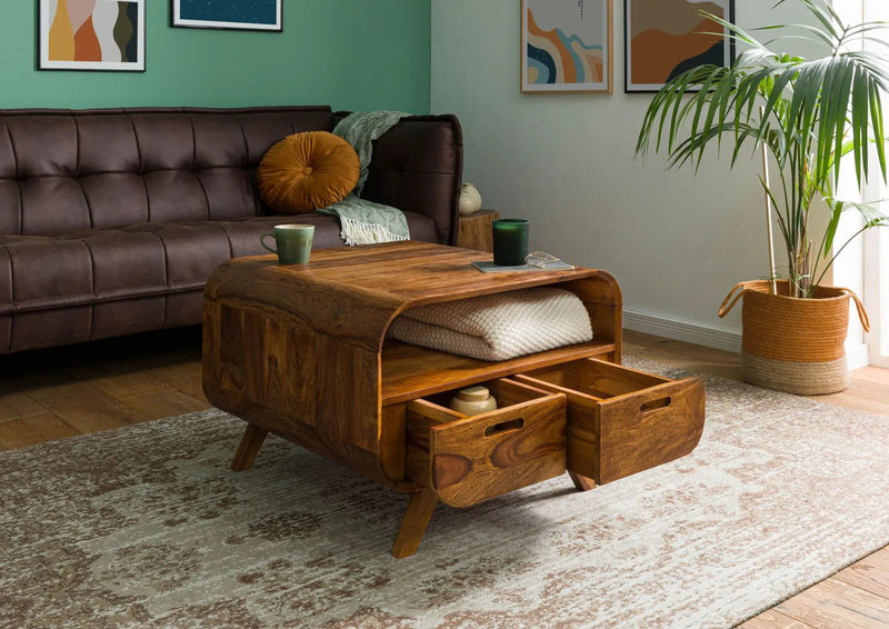 Marwar Solid Sheesham Wood Coffee Table with Storage