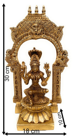 Brass Mariamman Idol, Handcrafted Mariyamma Vigraham, Samayapuram Muthu Mariamman Statue, Renuka Yellamma Devi Murti,Gold, 12 Inch, 1 Piece