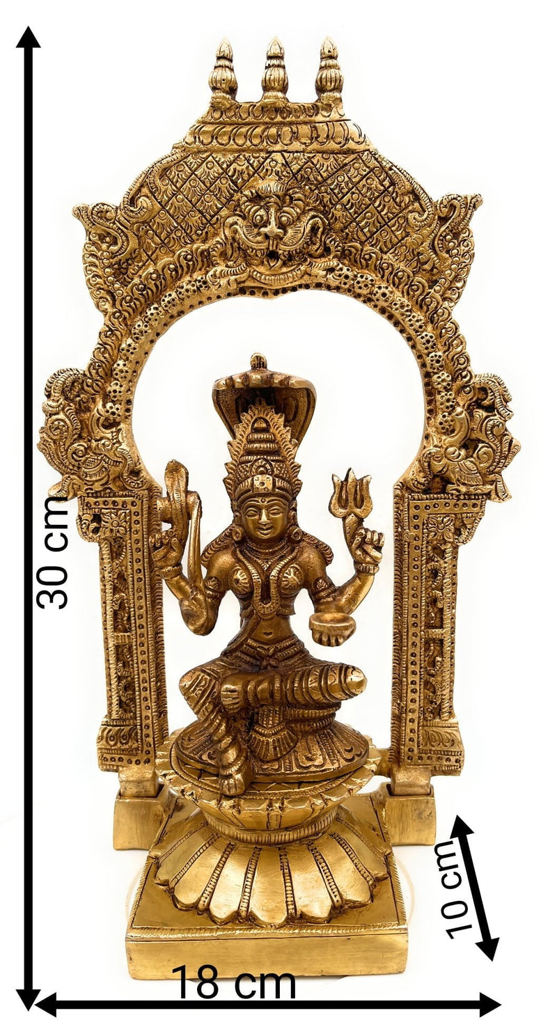 Brass Mariamman Idol, Handcrafted Mariyamma Vigraham, Samayapuram Muthu Mariamman Statue, Renuka Yellamma Devi Murti,Gold, 12 Inch, 1 Piece