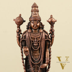 6.5" Pure Copper Tirupati Balaji Idol - Divine Statue
