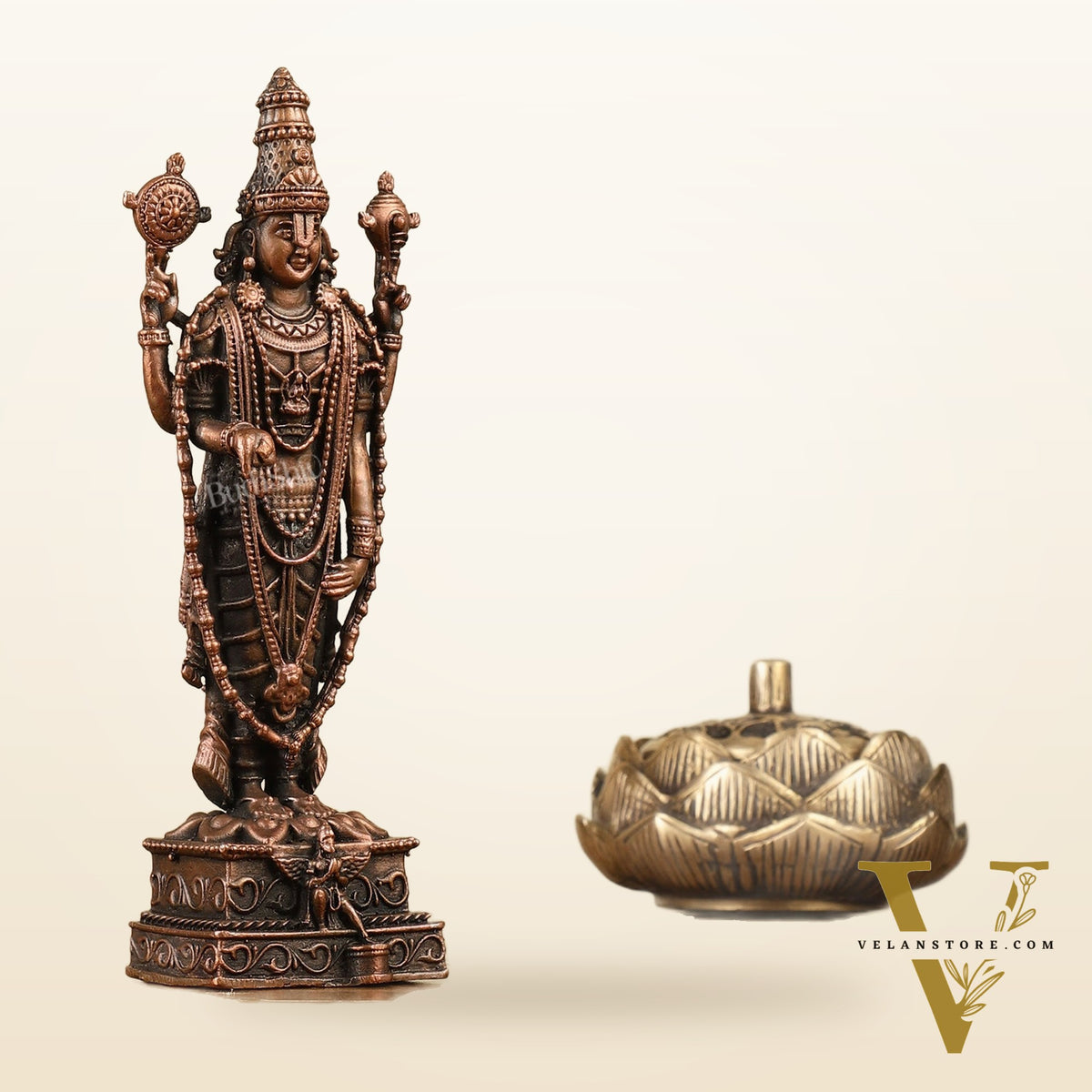 6.5" Pure Copper Tirupati Balaji Idol - Divine Statue