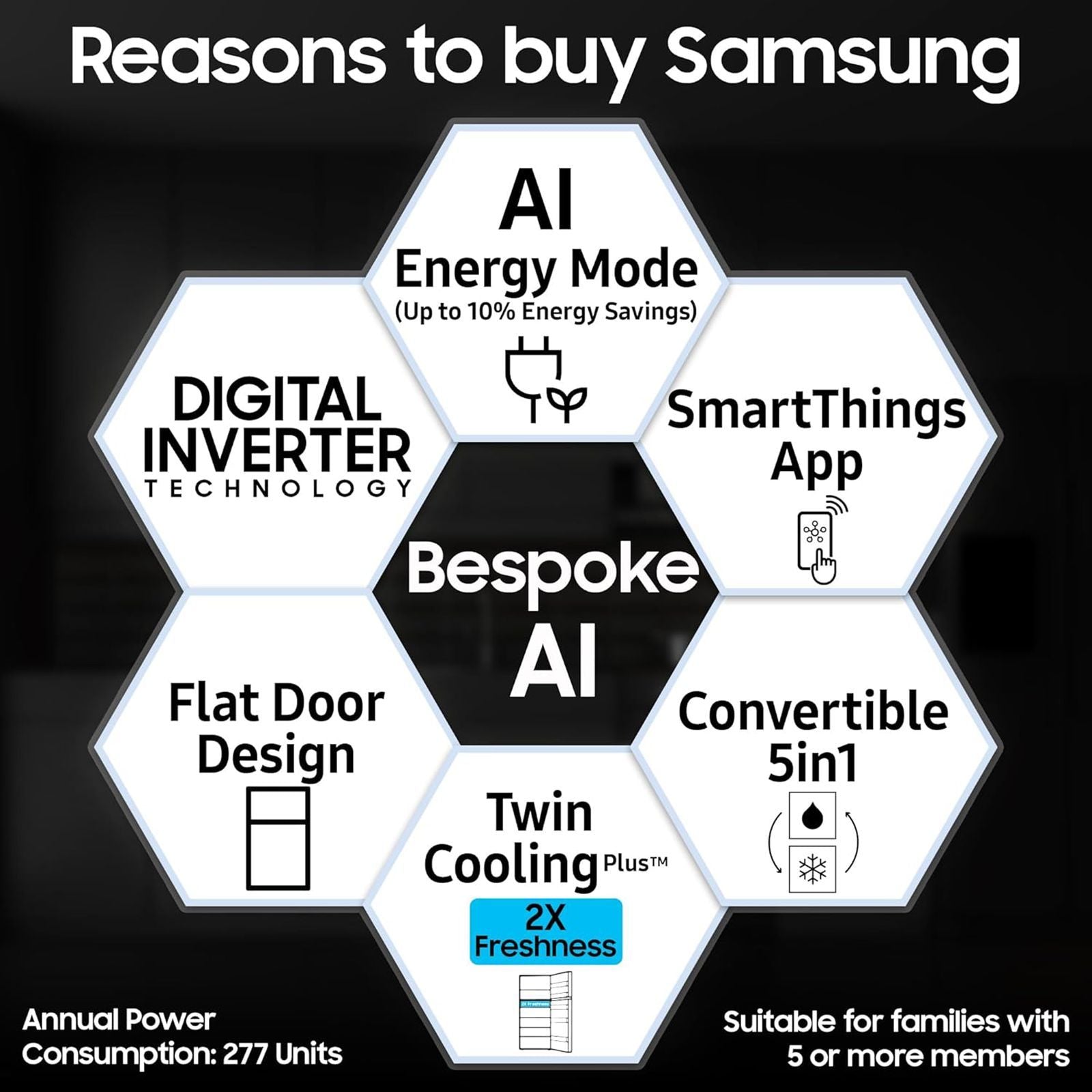 SAMSUNG 330 Litres 2 Star Frost Free Double Door Smart Wifi Enabled Refrigerator with Bespoke AI (RT34DG5A2BSLHL, EZ Clean Steel)