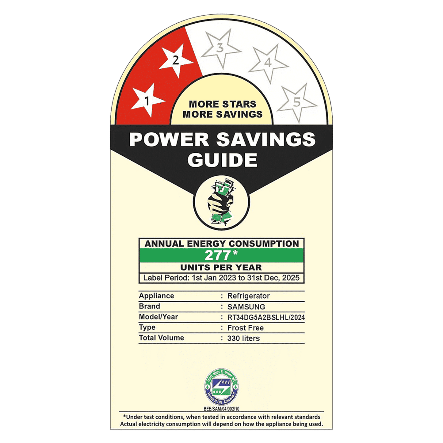 SAMSUNG 330 Litres 2 Star Frost Free Double Door Smart Wifi Enabled Refrigerator with Bespoke AI (RT34DG5A2BSLHL, EZ Clean Steel)