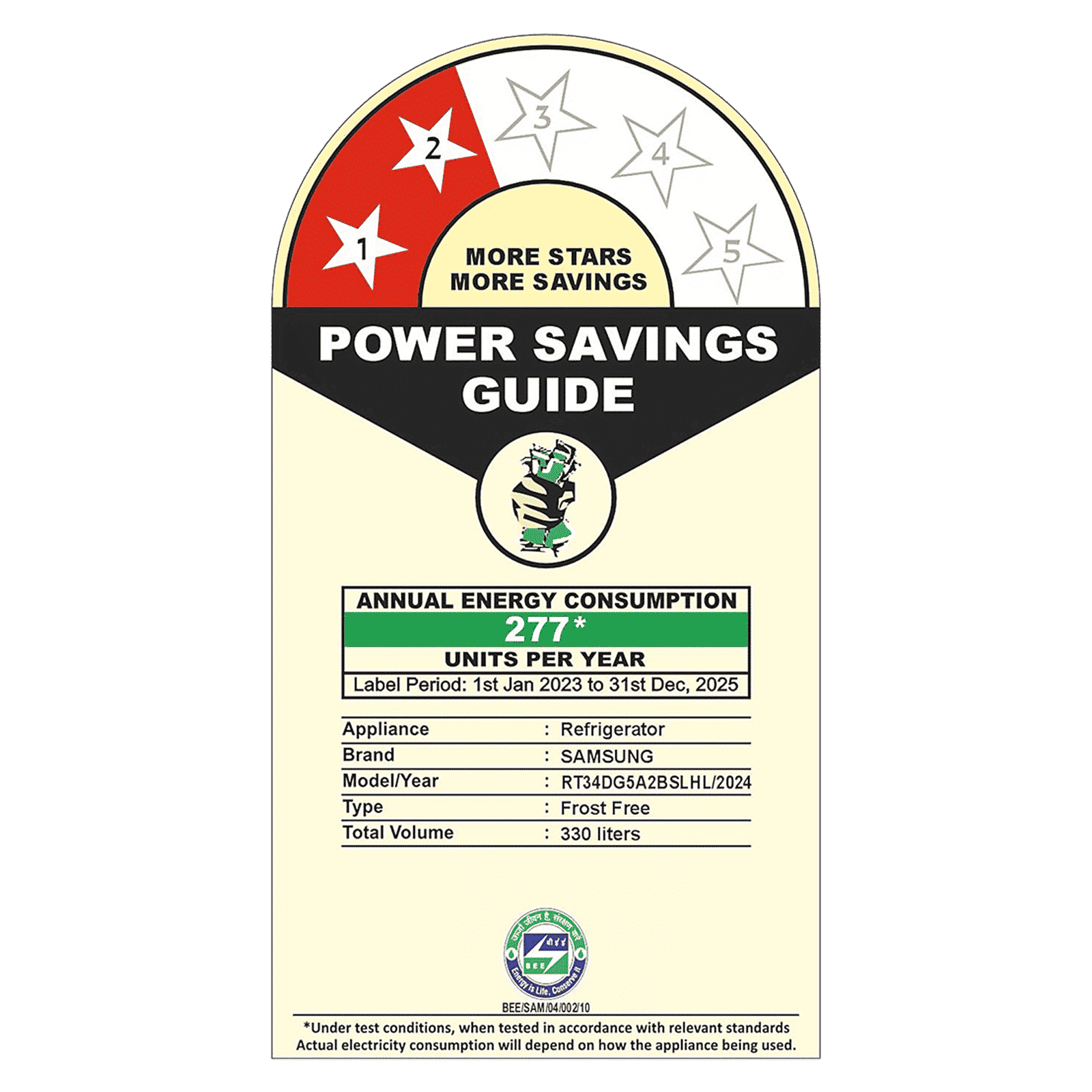 SAMSUNG 330 Litres 2 Star Frost Free Double Door Smart Wifi Enabled Refrigerator with Bespoke AI (RT34DG5A2BSLHL, EZ Clean Steel)