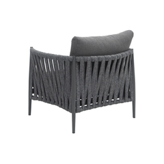 Pablo Outdoor Garden Balcony Sofa Set 3 Seater, 2 Single seater and 1 Table Set Braid & Rope (Dark Grey)
