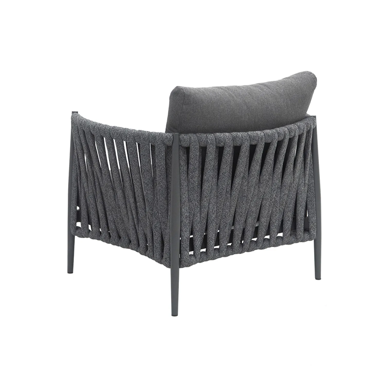 Pablo Outdoor Garden Balcony Sofa Set 3 Seater, 2 Single seater and 1 Table Set Braid & Rope (Dark Grey)