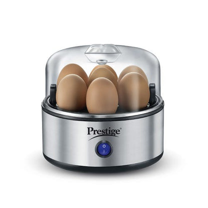 Prestige PEB 01 Egg Boiler (7 Egg Capacity)| 3 Boiling Modes| Auto- Switch Off| Stainless Steel Body|One Touch Operation| Customizable Boiling Level| Measuring Cup Inside| 7 Eggs at a Time|Silver