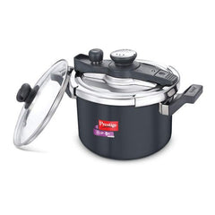Prestige Clip-on Svachh Hard Anodised Spillage Control Pressure Cooker, 5 L (Black)