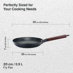 Prestige Castlite Patterned Enamel Coated Cast Iron Fry Pan 20cm/0.9L + Prestige Castlite Patterned Enamel Coated Cast Iron Kadai 24cm/2.4L with Glass Lid, Rust-Proof, Gas & Induction, 15Y Warranty