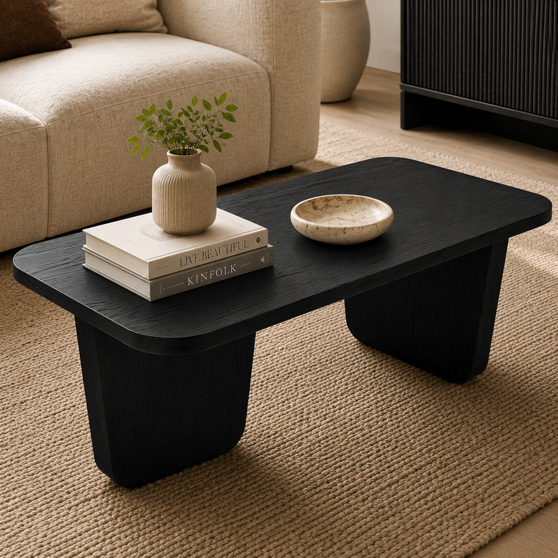 Premium Black Oak Finish Coffee Table