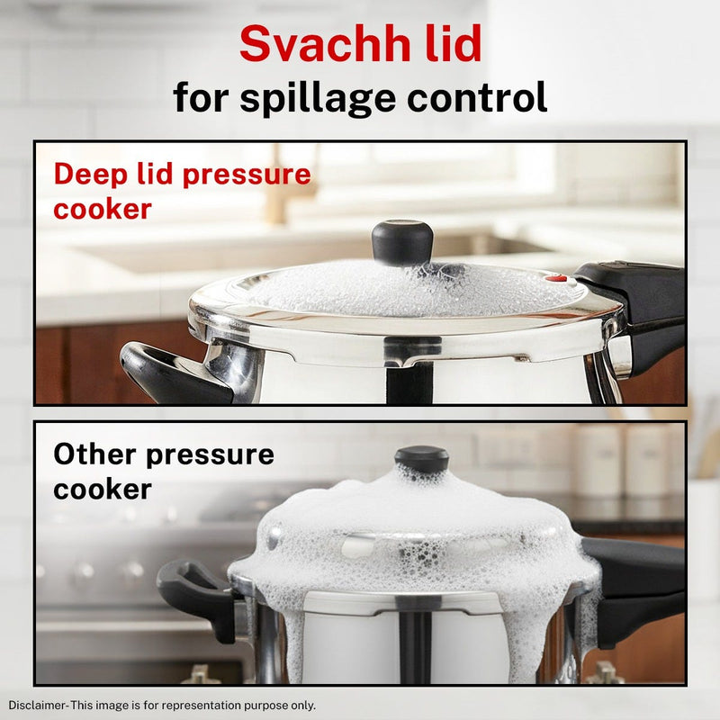 Prestige 5 Litre TRIPLY Svachh Outer Lid Handi Pressure Cooker, Deep Lid for Spillage Control, Gas & Induction Compatible + Prestige 24cm/1.7L Tri-Ply Stainless Steel Splendid Fry Pan, 15Y Warranty