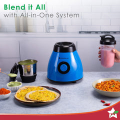 Wonderchef Acura Blender Pro Mixer Grinder 500W, 230V~50Hz, 4 Jars( 2 Stainless Steel + 2 Polycarbonate Jars), Black & B