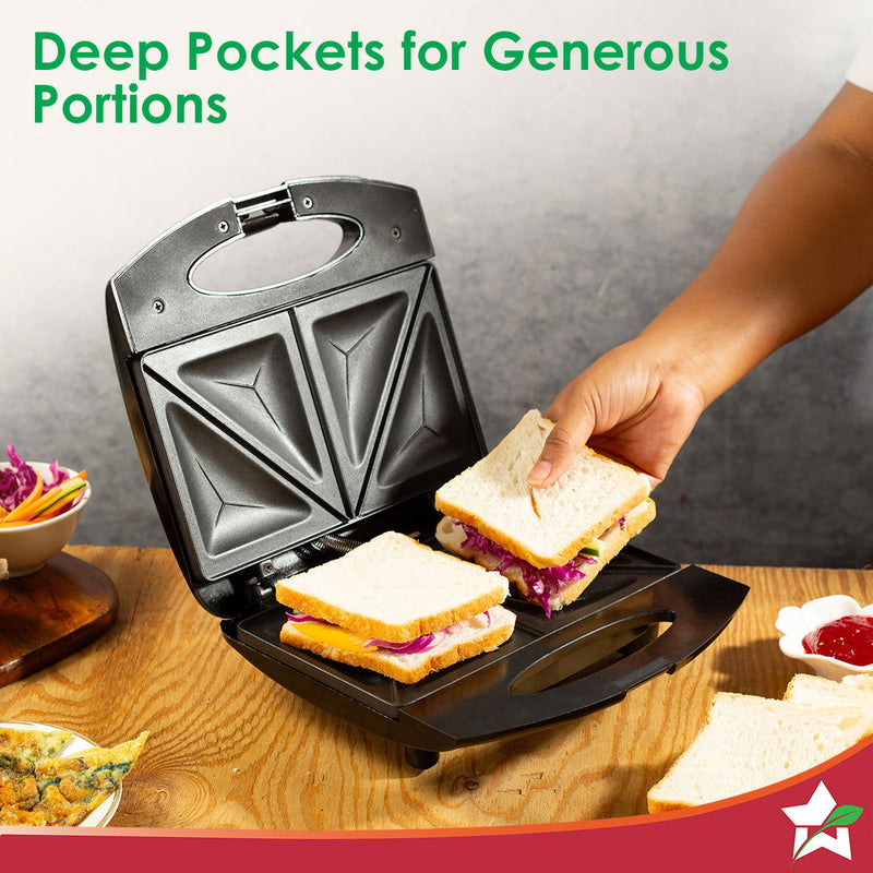 Wonderchef Acura Plus Sandwich Maker | 750W | Non-stick Aluminium Grill Plates | For Crispy Toast Sandwiches | Cool-touc