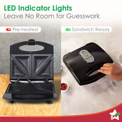 Wonderchef Acura Plus Sandwich Maker | 750W | Non-stick Aluminium Grill Plates | For Crispy Toast Sandwiches | Cool-touc