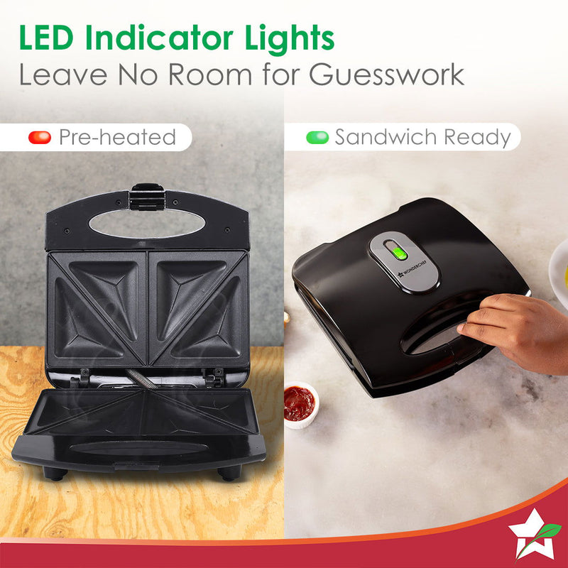 Wonderchef Acura Plus Sandwich Maker | 750W | Non-stick Aluminium Grill Plates | For Crispy Toast Sandwiches | Cool-touc