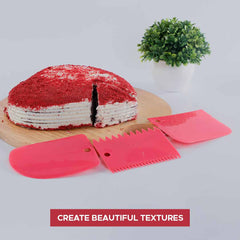 Wonderchef Ambrosia Cake Scrapers (3-in-1)- Pink