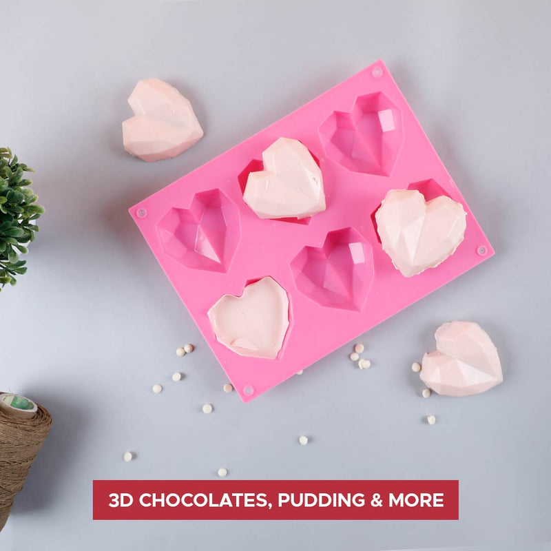 Wonderchef Ambrosia Silicone 3D Heart Shaped Mould - Pink