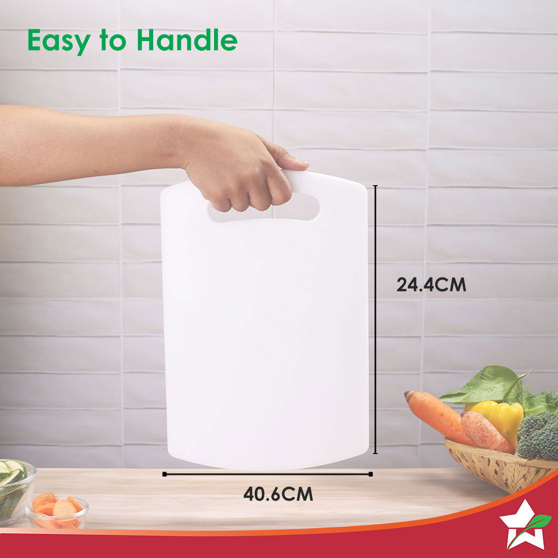 Wonderchef Ambrosia Vegetable Chopping Board | 16" x 10" | 6mm Thickness | Crack-Resistant and Unbreakable | Odour and S