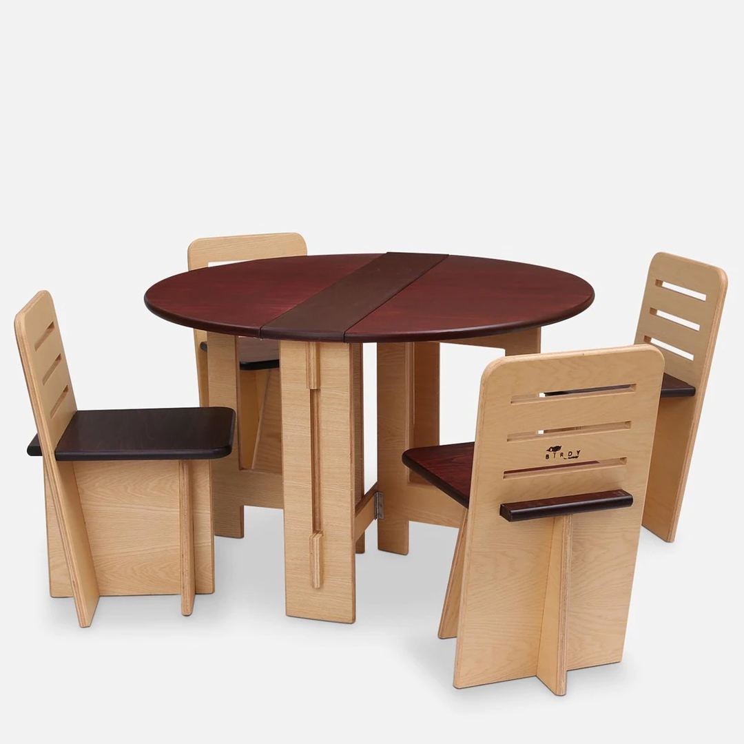 Wonderchef Birdy Dining Table with 4 Chairs Rosewood Finish