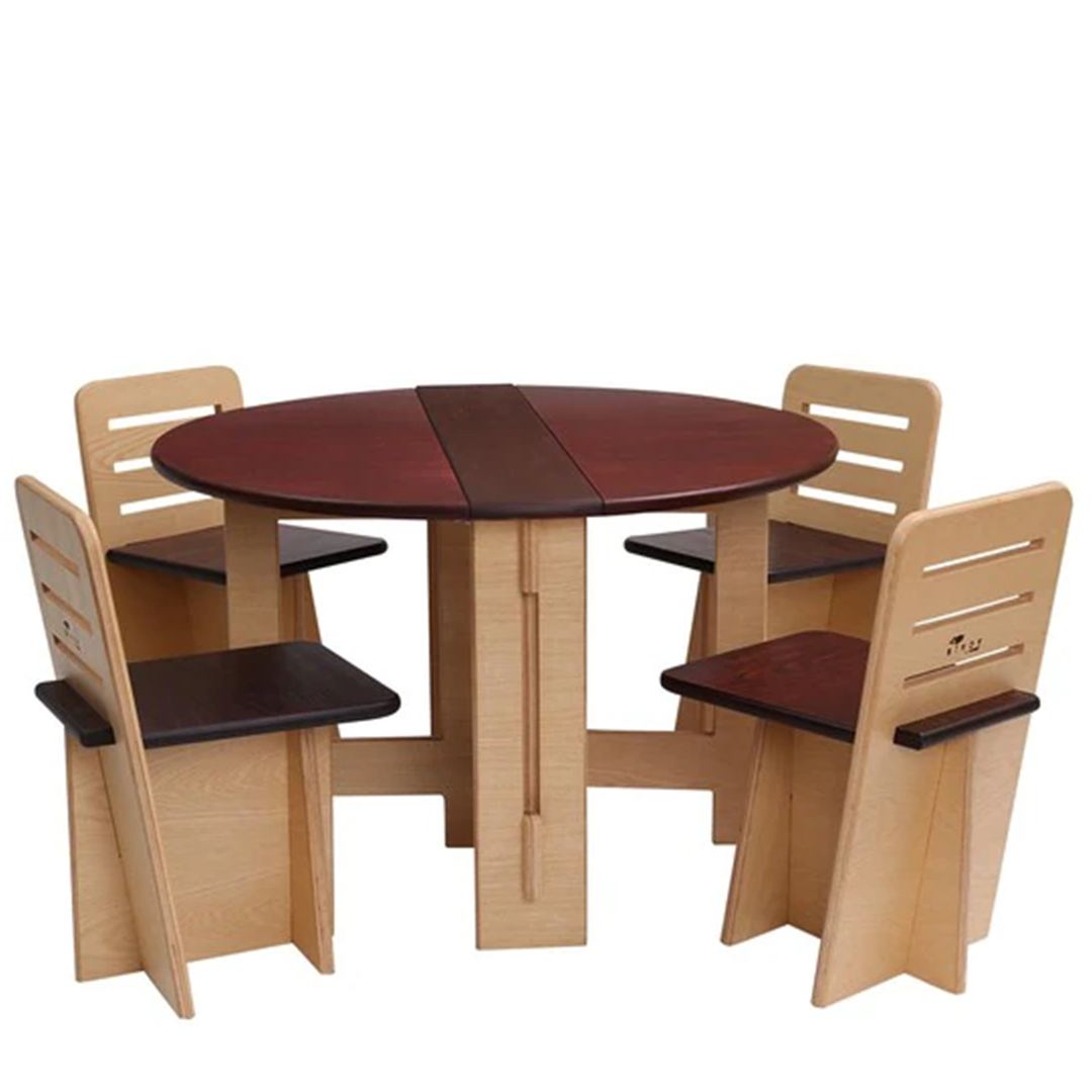 Wonderchef Birdy Dining Table with 4 Chairs Rosewood Finish