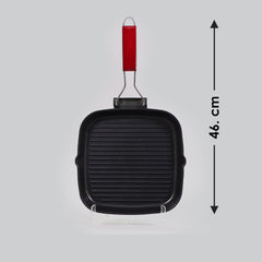 Caesar Nonstick Folding  Grill Pan | Ideal for Barbeque, Tandoori & Sandwiches | Smart Folding Handle | Space Saver | Gas & Induction Friendly | PFOA Free | 2.3L | 5 Year Warranty | Black