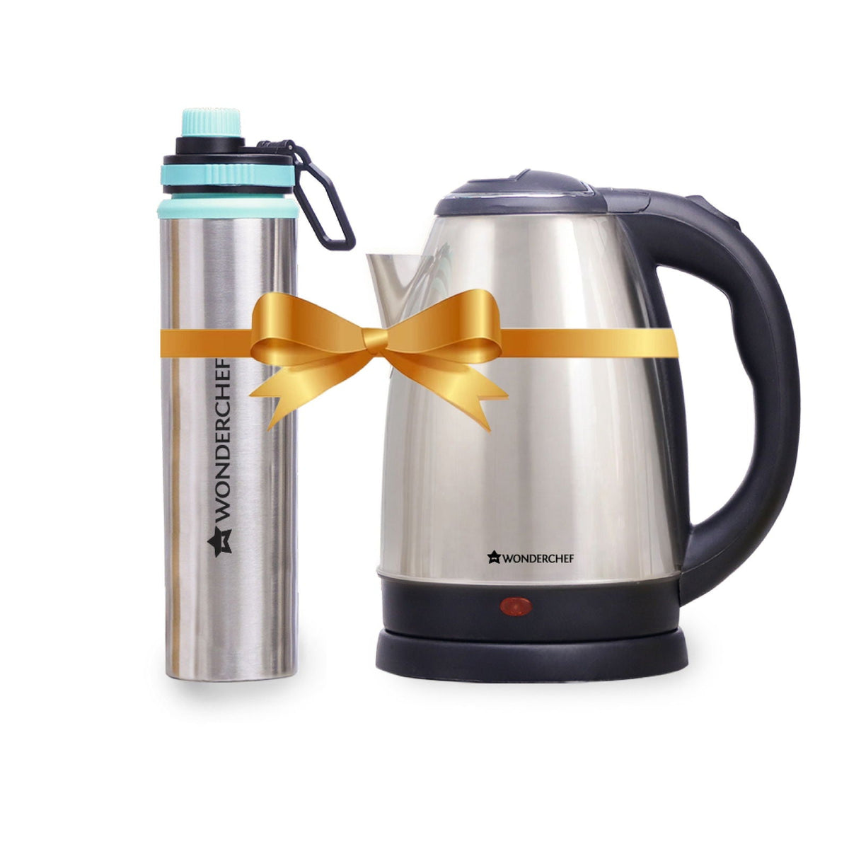 Wonderchef Crescent Kettle 1.8L + Sippy Stainless Steel Bottle, Gift Combo, For Family and Friends, Gift for Diwali and 
