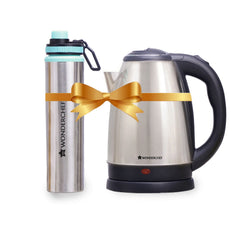 Wonderchef Crescent Kettle 1.8L + Sippy Stainless Steel Bottle, Gift Combo, For Family and Friends, Gift for Diwali and 