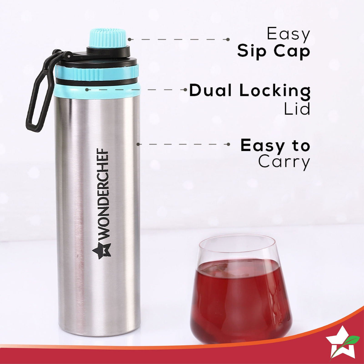 Wonderchef Crescent Kettle 1.8L + Sippy Stainless Steel Bottle, Gift Combo, For Family and Friends, Gift for Diwali and 