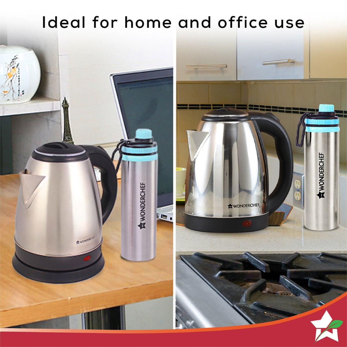 Wonderchef Crescent Kettle 1.8L + Sippy Stainless Steel Bottle, Gift Combo, For Family and Friends, Gift for Diwali and 