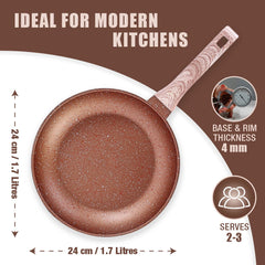 Duralife Die-cast 24 cm Fry Pan | 5 Layer Healthy Duramax Non-Stick Coating | Soft Touch Handle | Pure Grade Aluminium | PFOA Free | 1.7 litres | 2 Year Warranty | Copper