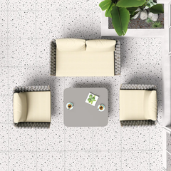 Bifrox Outdoor Garden Balcony Sofa Set 2 Seater, 2 Single seater and 1 Center Table  Set, Braid & Rope (Beige + Grey)