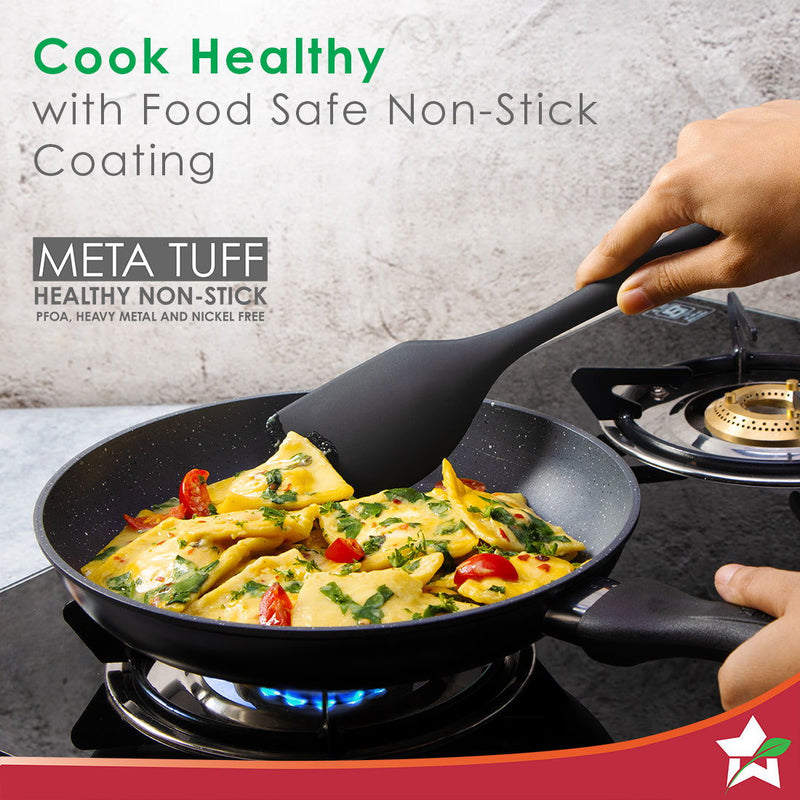 Wonderchef Duralite Die-Cast Non-Stick Pans 4 pcs Set | 24 cm Kadhai with Lid, 24 Cm Fry Pan, 28 cm Dosa Tawa | 1.2 L | 