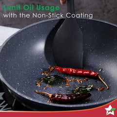 Wonderchef Duralite Die-Cast Non-Stick Pans 4 pcs Set | 24 cm Kadhai with Lid, 24 Cm Fry Pan, 28 cm Dosa Tawa | 1.2 L | 