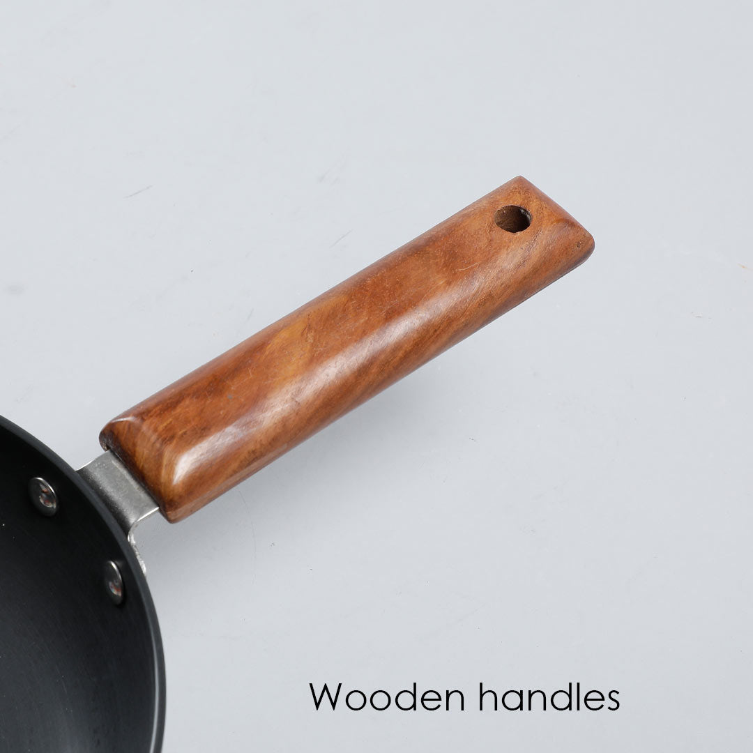 Ebony 16.5 cm Deep Fry Pan, Induction Bottom, Wooden Handle, Hard Anodized Aluminium, 1.2 L, 3.25 mm, 5 Years Warranty, Grey