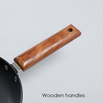 Ebony 16.5 cm Deep Fry Pan, Induction Bottom, Wooden Handle, Hard Anodized Aluminium, 1.2 L, 3.25 mm, 5 Years Warranty, Grey