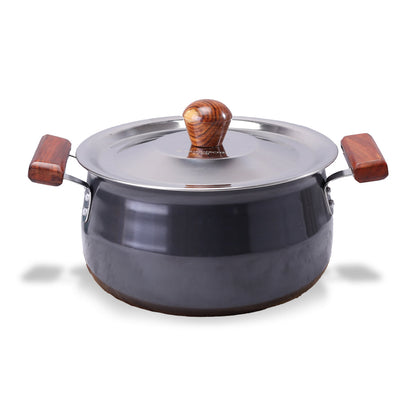 Ebony Hard Anodized Biryani Handi with Lid 3.5 L | Black