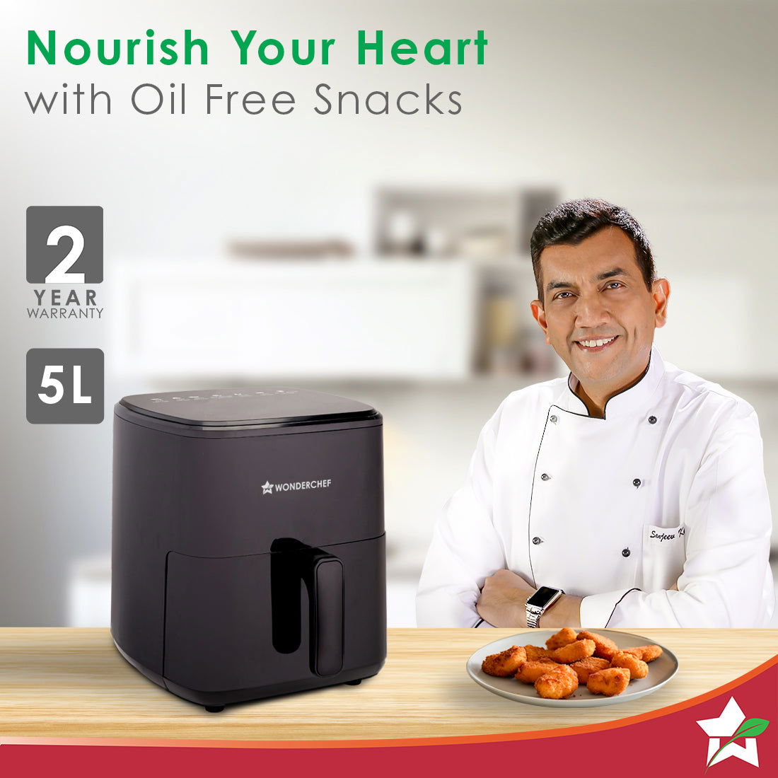 Wonderchef Evita Air Fryer + Nutri-cup Zip Portable Blender | Festive Gift | 5L Air Fryer Capacity to Bake, Grill, Roast