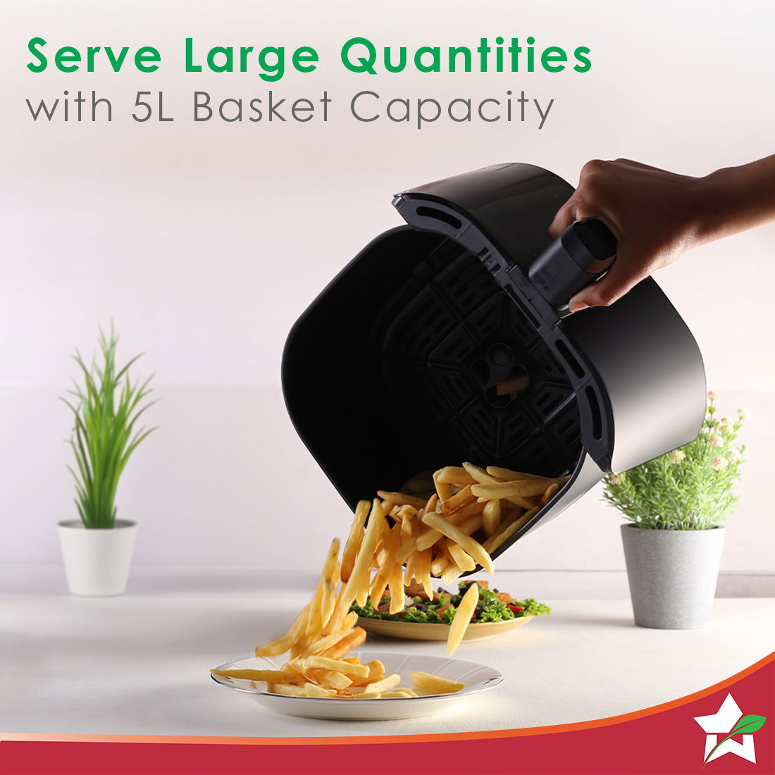 Wonderchef Evita Air Fryer + Nutri-cup Zip Portable Blender | Festive Gift | 5L Air Fryer Capacity to Bake, Grill, Roast