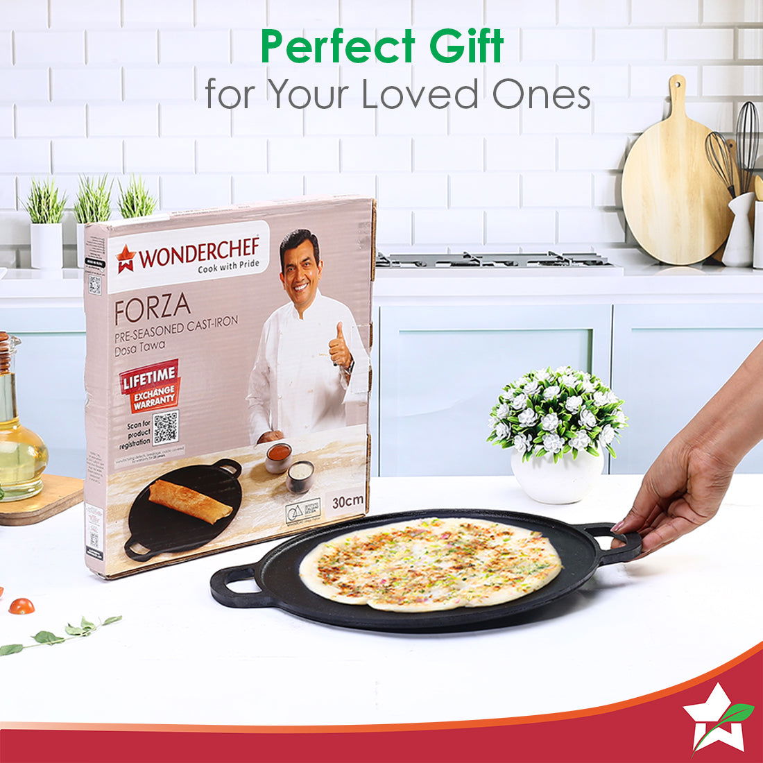 Forza Pre-Seasoned 30 cm Cast-iron Dosa Tawa