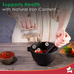Wonderchef Forza pre-seasoned cast-iron mortar & pestle