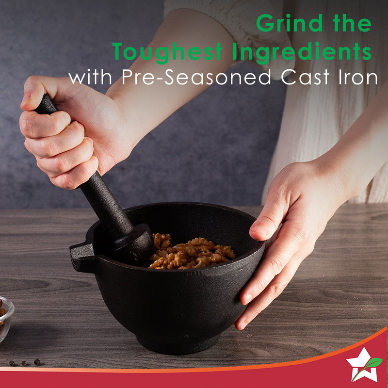 Wonderchef Forza pre-seasoned cast-iron mortar & pestle