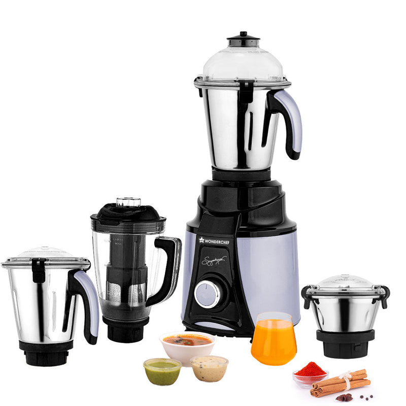 Wonderchef Galaxy Mixer Grinder 1000W | 100 Mins Non-Stop Grinding | 100% Copper Motor | Heavy Duty | Low Noise | Chutne