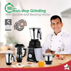 Wonderchef Galaxy Mixer Grinder 1000W | 100 Mins Non-Stop Grinding | 100% Copper Motor | Heavy Duty | Low Noise | Chutne
