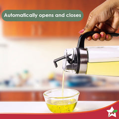 Wonderchef Glass Oil Pourer with Nozzle and Lid, For Kitchen, 600ml, Oil Container & Oil Pourer, Transparent, Air Tight,