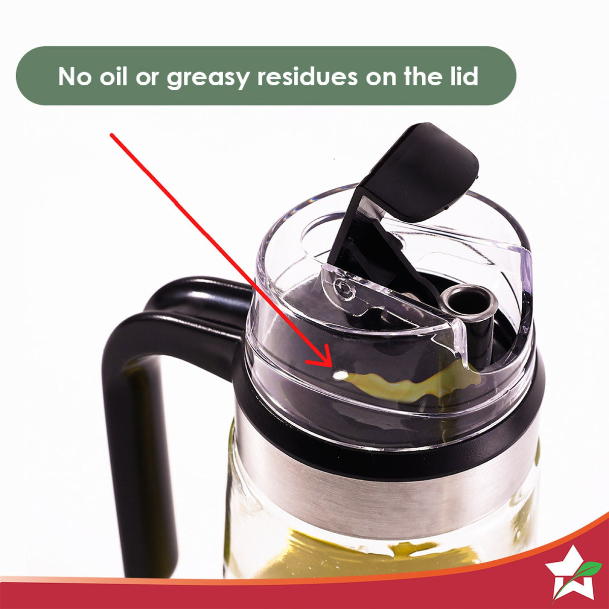 Wonderchef Glass Oil Pourer with Nozzle and Lid, For Kitchen, 600ml, Oil Container & Oil Pourer, Transparent, Air Tight,