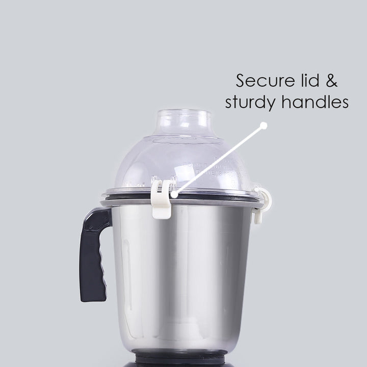 Glory Mixer Grinder, 750 W with 4 Stainless Steel Jars and Anti-rust Stainless Steel Blades, Ergonomic Handles, 5 Years Warranty on Motor