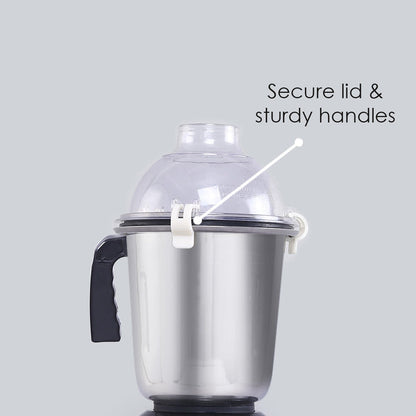 Glory Mixer Grinder, 750 W with 4 Stainless Steel Jars and Anti-rust Stainless Steel Blades, Ergonomic Handles, 5 Years Warranty on Motor